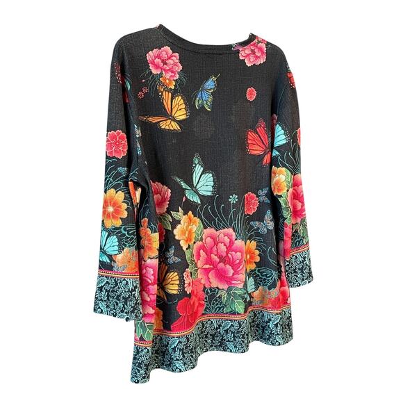 CITRON SANTA MONICA Butterflies In Flight Size 1X Pullover 3/4 Sleeve Tunic Top - Picture 9 of 10